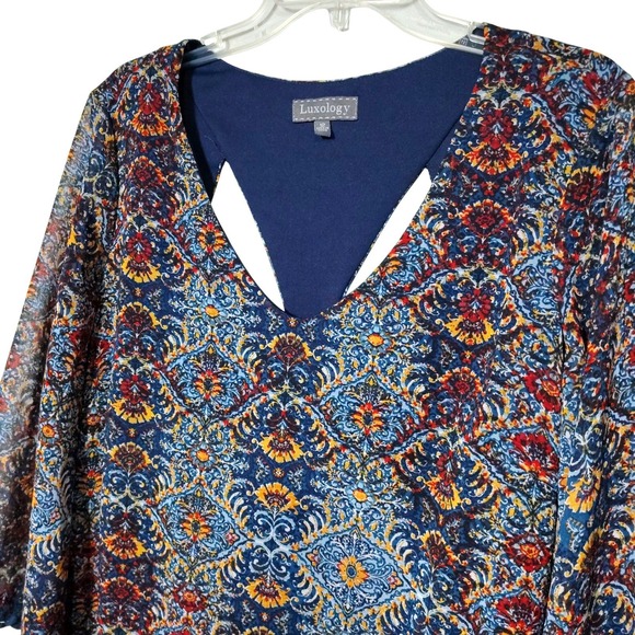 Luxology Dresses & Skirts - Luxology Women Size 12 Print Shift Dress Baroque Tile Medallion 3/4 Sleeve